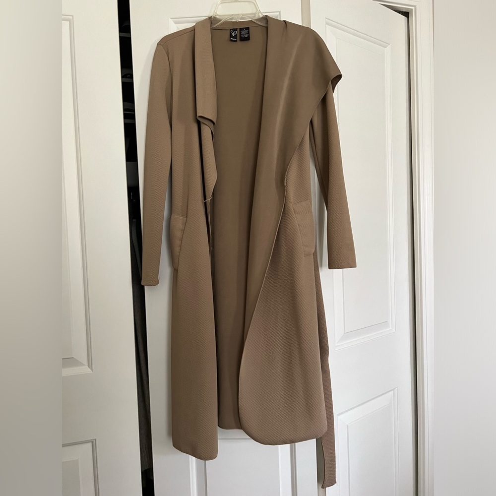 FINAL SALE Windsor Beige Duster Jacket With Tie Front